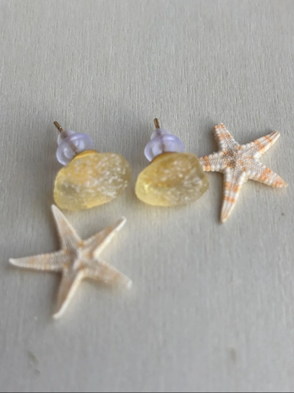 Yellow Sea Glass Stud Earrings - Picture 1 of 5